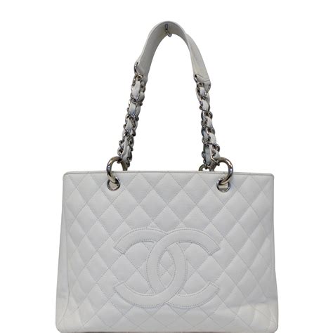 chanel quilted shopping tote|white chanel grand shopper tote.